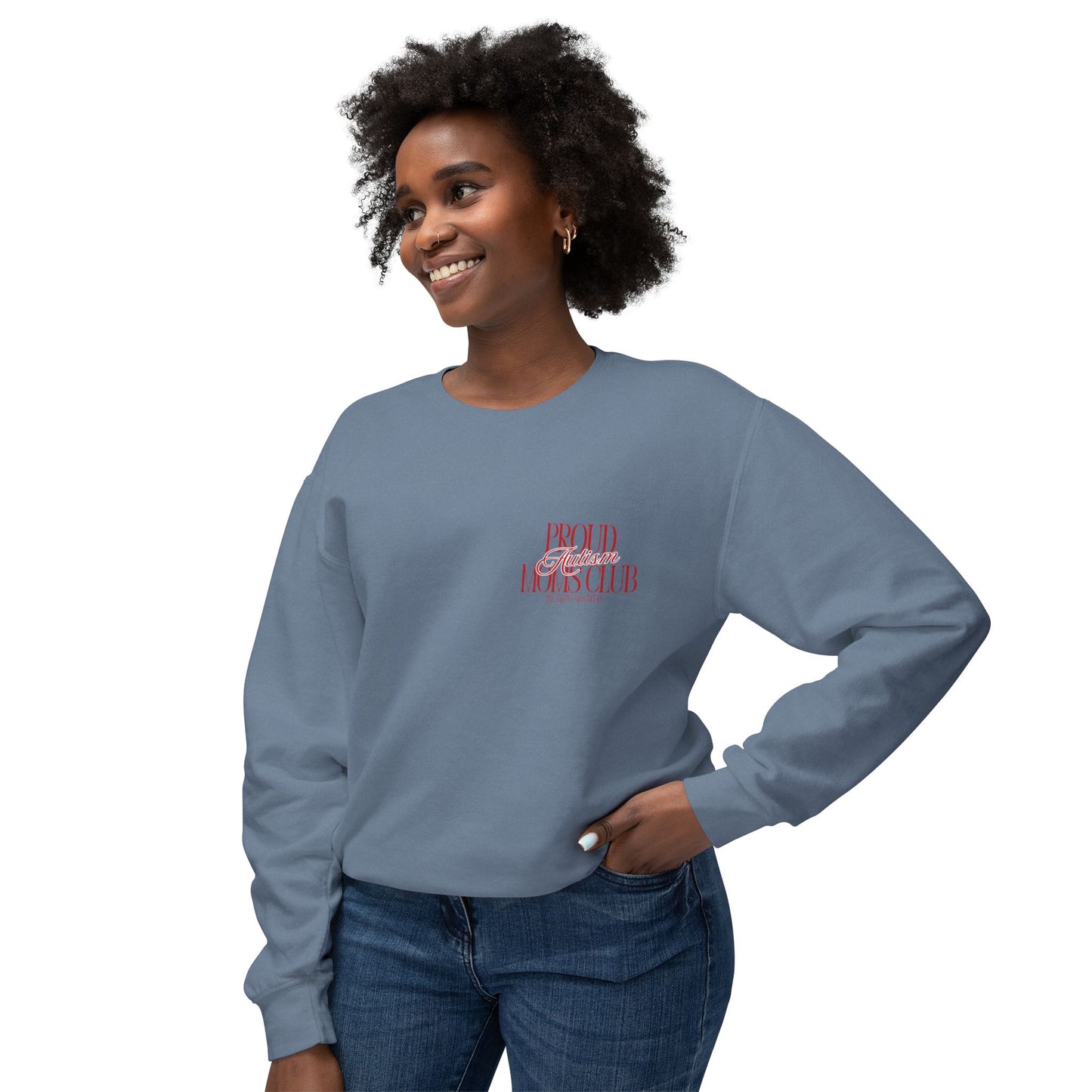 Proud Autism Moms Club- Unisex Lightweight Crewneck Sweatshirt