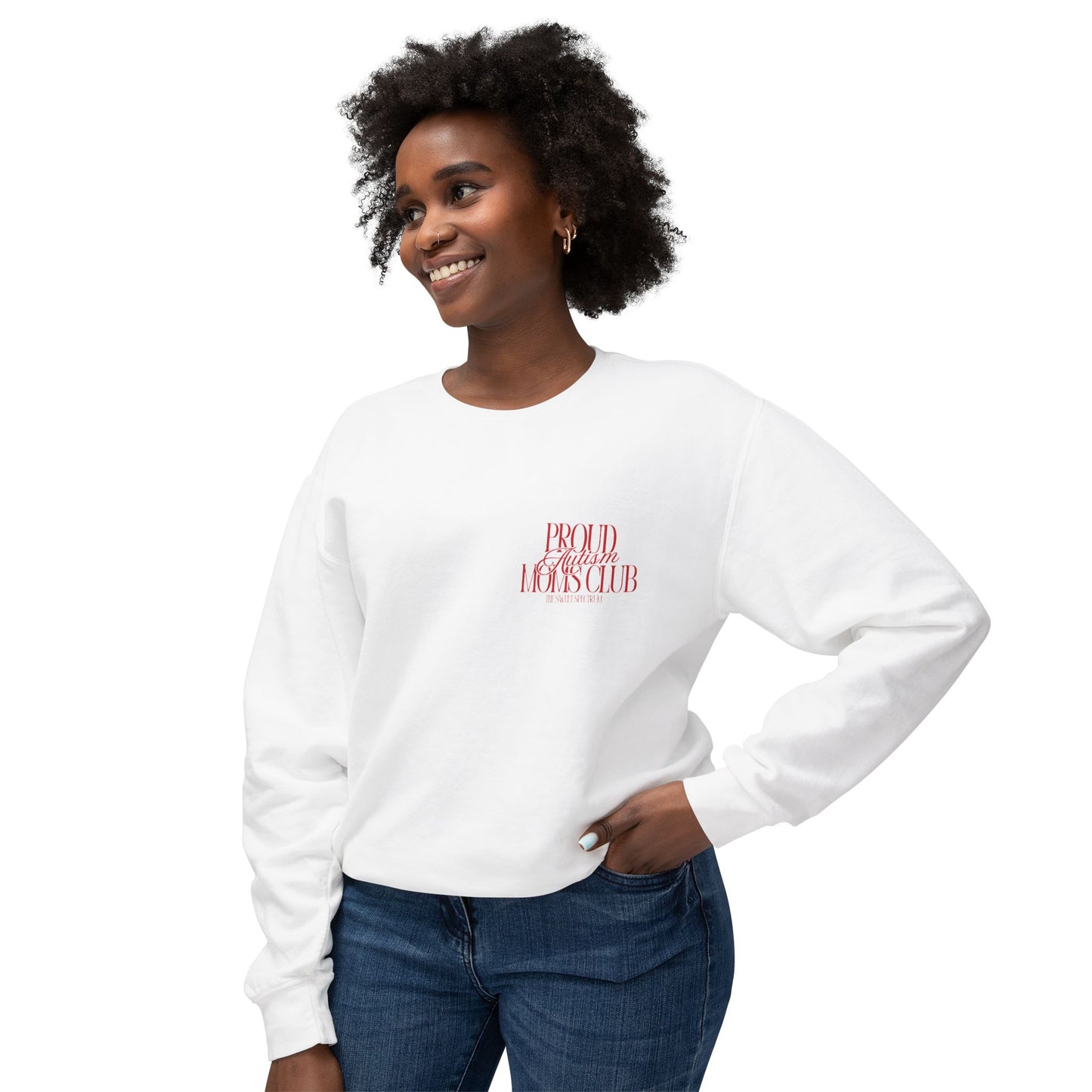 Proud Autism Moms Club- Unisex Lightweight Crewneck Sweatshirt
