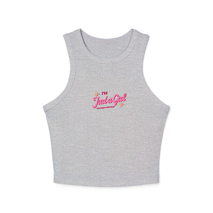 I’m Just a Girl Racer Tank Top — Women's Micro Rib Crop Tank
