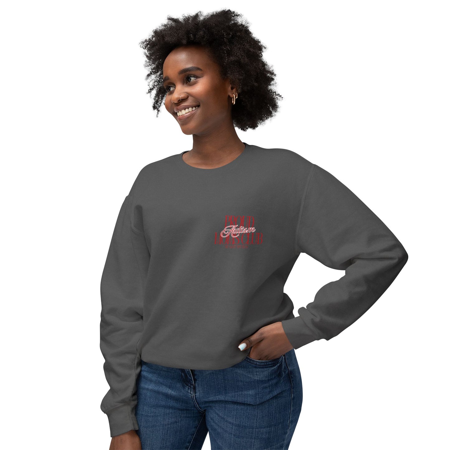 Proud Autism Moms Club- Unisex Lightweight Crewneck Sweatshirt