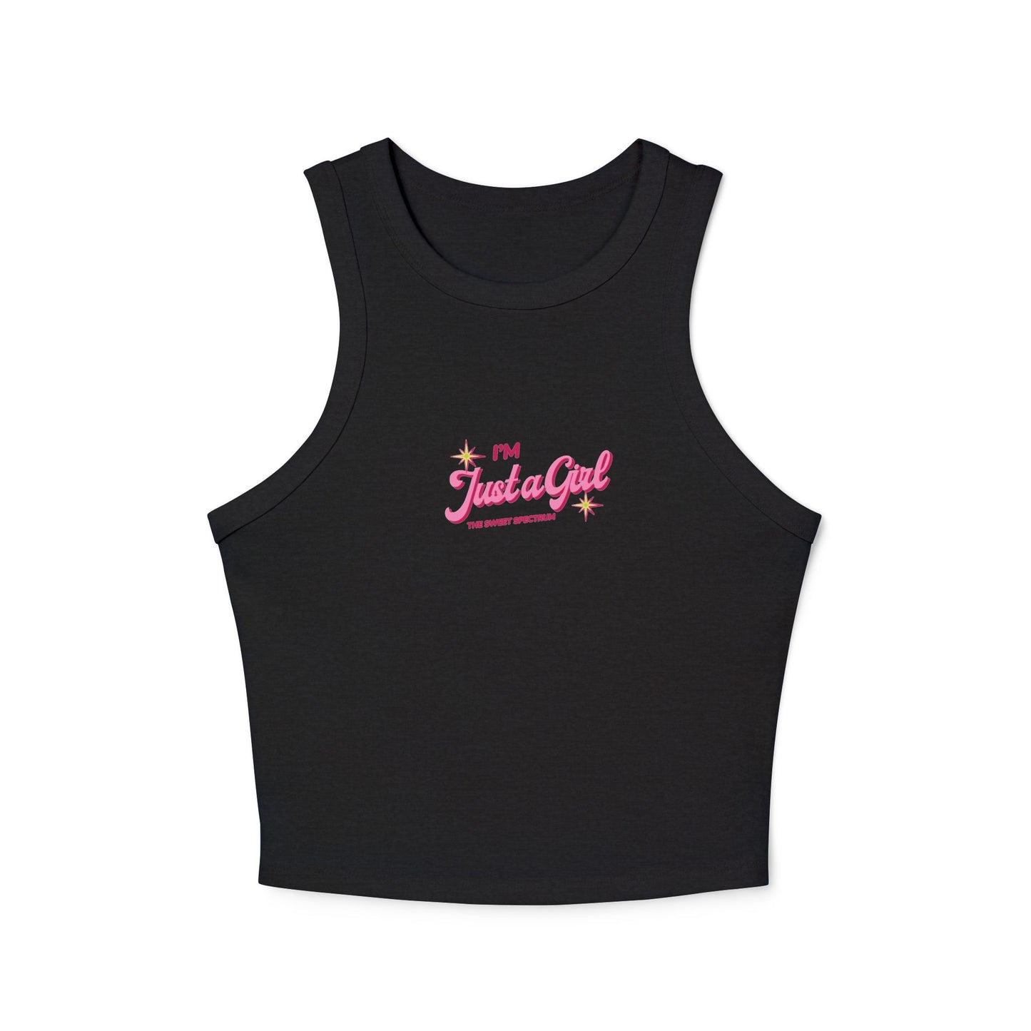 I’m Just a Girl Racer Tank Top — Women's Micro Rib Crop Tank