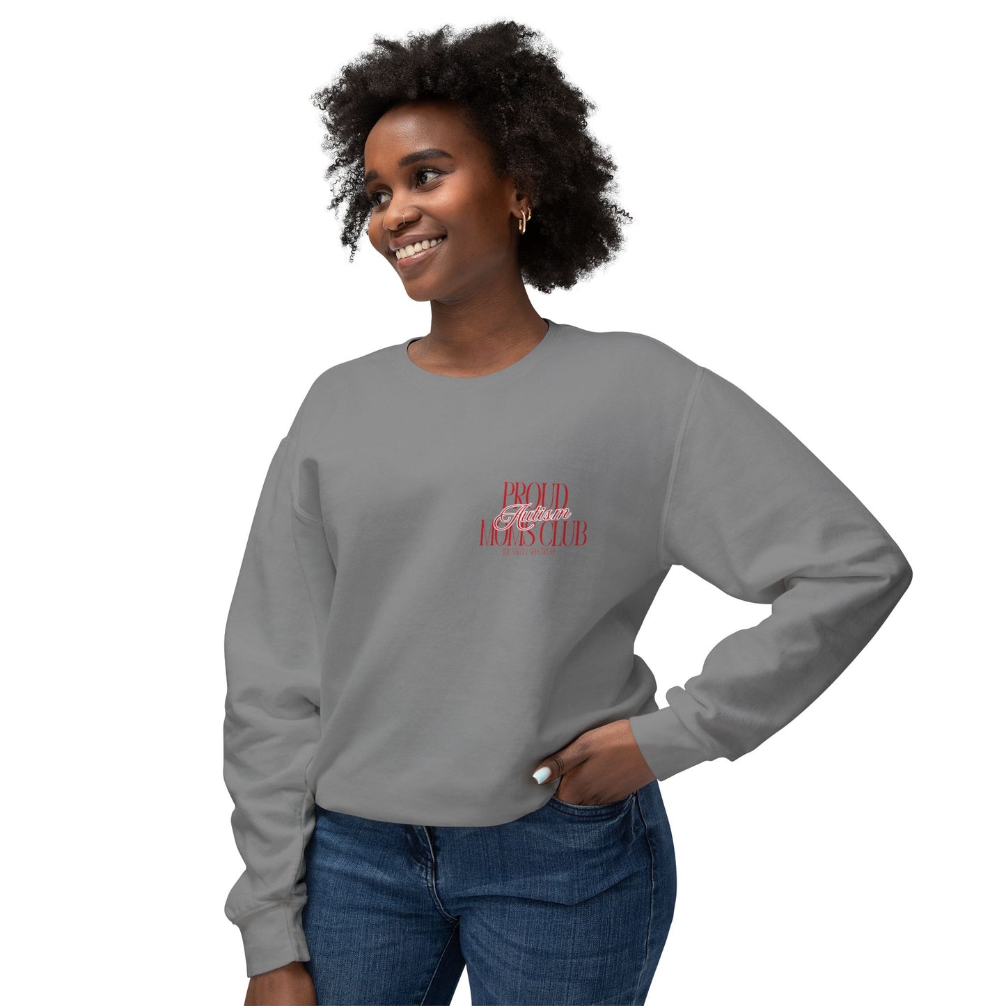 Proud Autism Moms Club- Unisex Lightweight Crewneck Sweatshirt